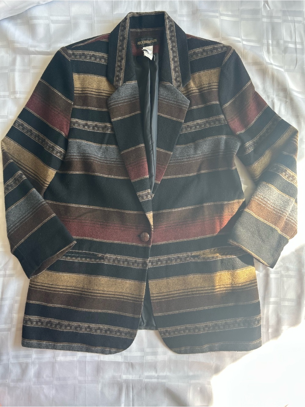 Requirements Vintage Women's Multi-colour Striped Single-Button Blazer Jacket